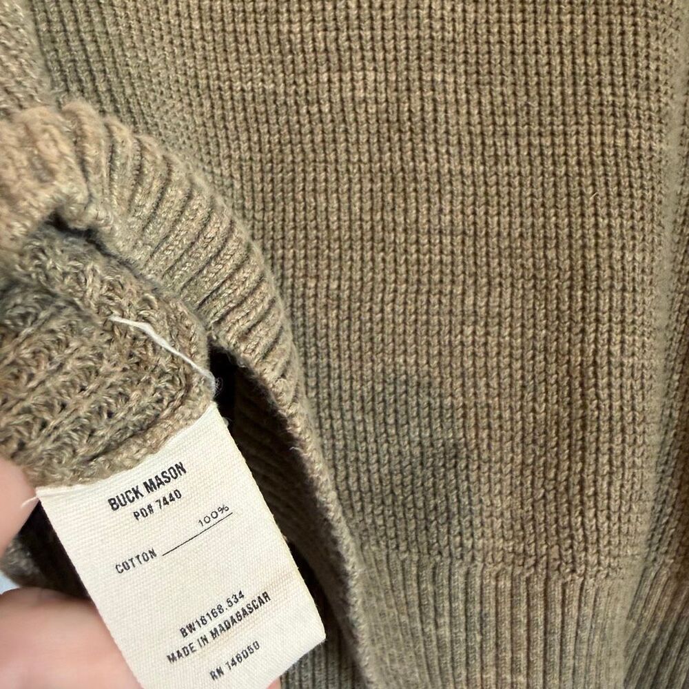 Buck Mason Olive Green Seafarer Shrunken Crew Neck Pullover Sweater Women's XS - Picture 6 of 7